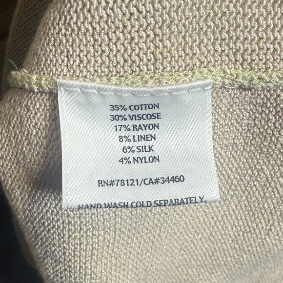 Eileen Fisher V-Neck‎ Knit Sweater – Pale Green & Tan | Women’s Medium - Picture 10 of 12